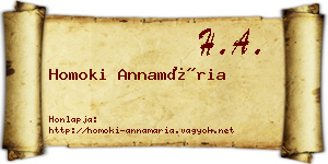 Homoki Annamária névjegykártya